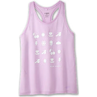 WOMEN'S BROOKS DISTANCE TANK 3.0 | LIGHT ORCHID / RH ICONS