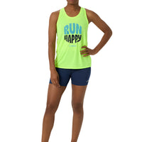 WOMEN'S BROOKS DISTANCE TANK 3.0 | NEO YELLOW / RUN HAPPY