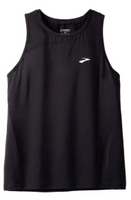 Women's black sleeveless athletic tank top by Brooks.