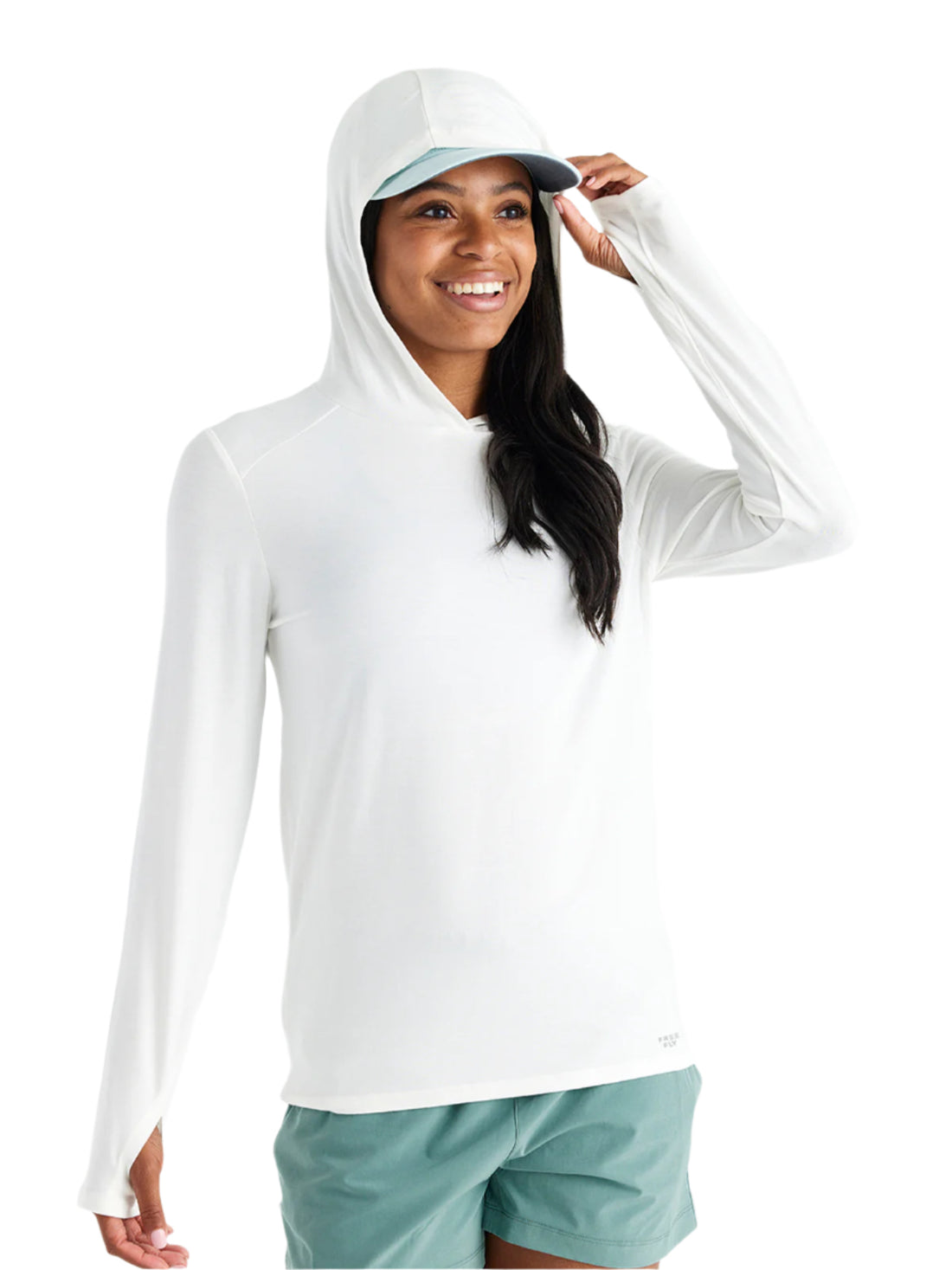 WOMEN'S FREE FLY BAMBOO SHADE HOODIE II | BRIGHT WHITE