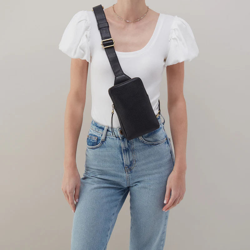 WOMEN'S HOBO GRANT SLING | BLACK PEBBLED LEATHER