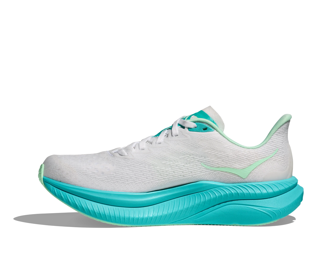 WOMEN'S HOKA MACH 6 | WHITE / CIELO BLUE