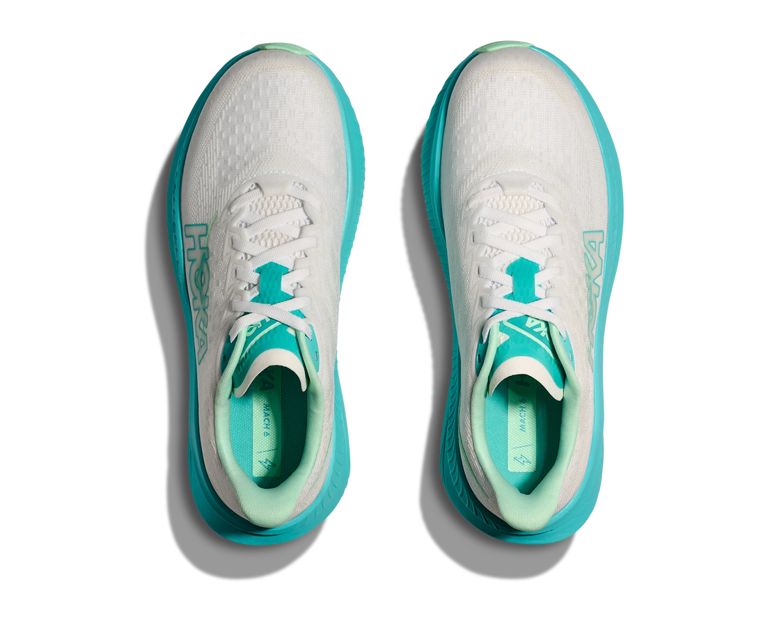 WOMEN'S HOKA MACH 6 | WHITE / CIELO BLUE