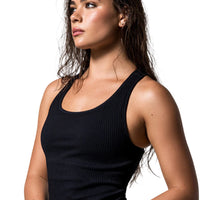 WOMEN'S PB5-STAR RIBBED RACER BACK TANK | BLACK