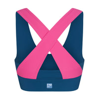 WOMEN'S PB5-STAR X-OVER BACK SPORTS BRA | ASTRAL BLUE / PINK