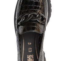 WOMEN'S ARA KIANA CHUNKY SOLE CHAIN LOAFER | BLACK CROCO PATENT