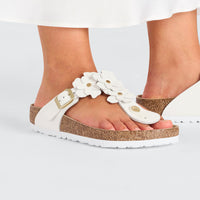 WOMEN'S BIRKENSTOCK GIZEH FLOWER | WHITE
