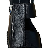 WOMEN'S DJANGO & JULIETTE INGLISH SANDAL | BLACK TUMBLED LEATHER / BLACK SOLE