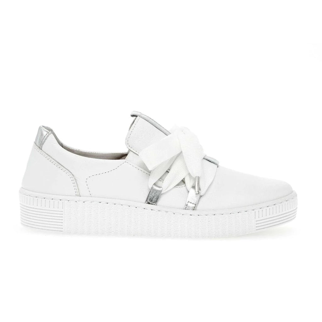 WOMEN'S GABOR 03.333.21 BOW TIE SNEAKER | WHITE / SILVER