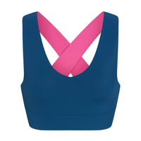 WOMEN'S PB5-STAR X-OVER BACK SPORTS BRA | ASTRAL BLUE / PINK