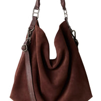 WOMEN'S FREE PEOPLE SUZIE SUEDE SLOUCH TOTE | ESPRESSO