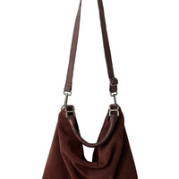 WOMEN'S FREE PEOPLE SUZIE SUEDE SLOUCH TOTE | ESPRESSO