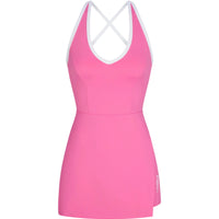 WOMEN'S PB5-STAR SIDE SPLIT COURT DRESS | PINK / WHITE