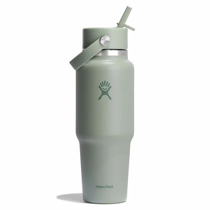 HYDRO FLASK 32 OZ WIDE MOUTH TRAVEL BOTTLE WITH FLEX STRAW CAP | TONAL AGAVE