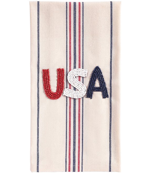 MUDPIE USA BEADED AMERICANA TOWEL