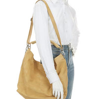 WOMEN'S FREE PEOPLE SUZIE SUEDE SLOUCH TOTE | HARVEST GOLD