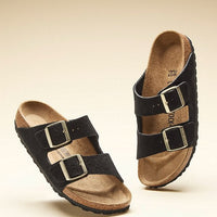 WOMEN'S BIRKENSTOCK ARIZONA BS | BLACK SUEDE SHIMMERING