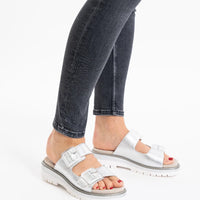 WOMEN'S ARA MARBELLA SLIDE SANDAL | SILVER