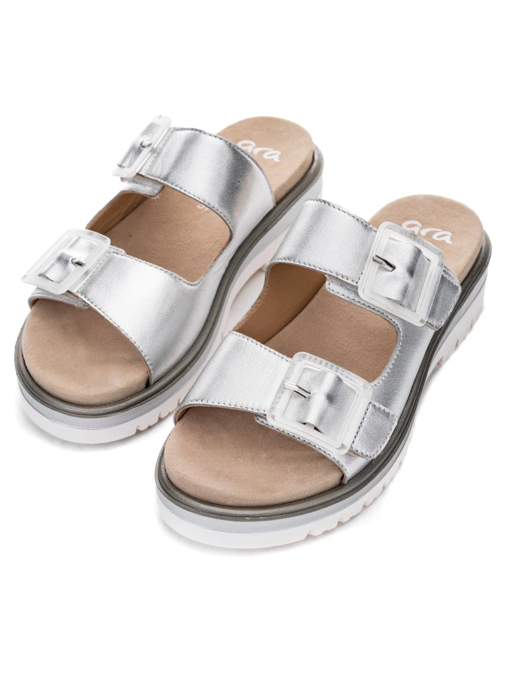 WOMEN'S ARA MARBELLA SLIDE SANDAL | SILVER