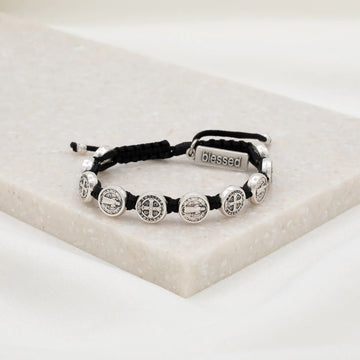 MY SAINT | MY HERO BENEDICTINE BLESSING BRACELET | BLACK / SILVER