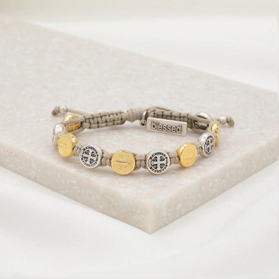 MY SAINT | MY HERO BENEDICTINE BLESSING BRACELET | TAN / MIXED