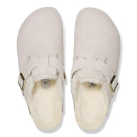 WOMEN'S BIRKENSTOCK BOSTON SHEARLING SUEDE LEATHER | ANTIQUE WHITE