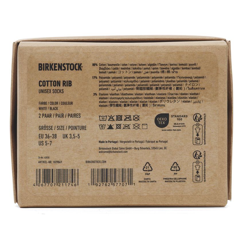 BIRKENSTOCK MEN'S COTTON RIBBED SOCKS MULTI PACK | BLACK | WHITE