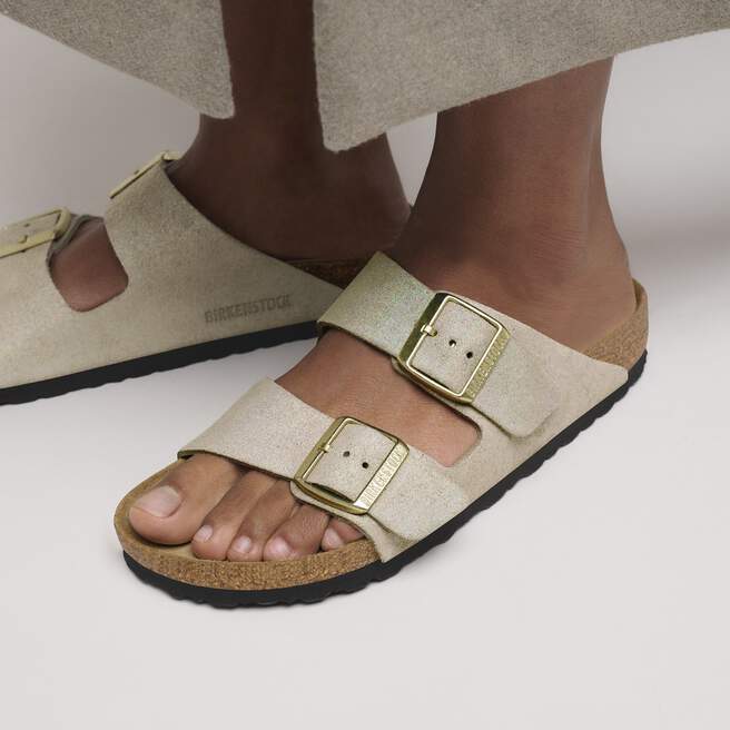 靴 BIRKENSTOCK Arizona BS Taupe 36 WOMEN'S BIRKENSTOCK ARIZONA BS | TAUPE SUEDE SHIMMERING – Randy's