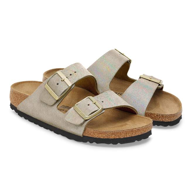 WOMEN'S BIRKENSTOCK ARIZONA BS | TAUPE SUEDE SHIMMERING – Randy's