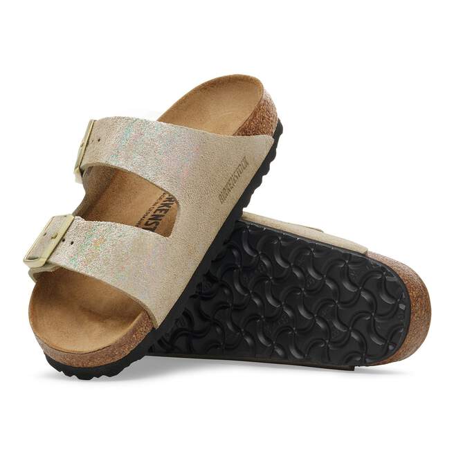 WOMEN'S BIRKENSTOCK ARIZONA BS | TAUPE SUEDE SHIMMERING – Randy's