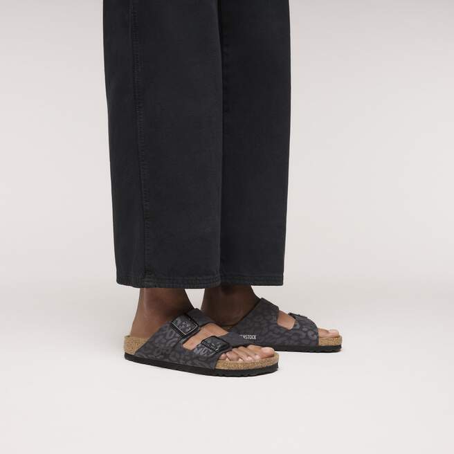 WOMEN'S BIRKENSTOCK ARIZONA SYNTHETIC BS | LEO BLACK