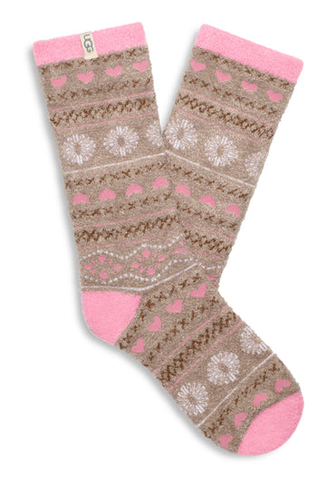 WOMEN'S UGG LESLIE GRAPHIC CREW SOCK | PUTTY / FAIRISLE