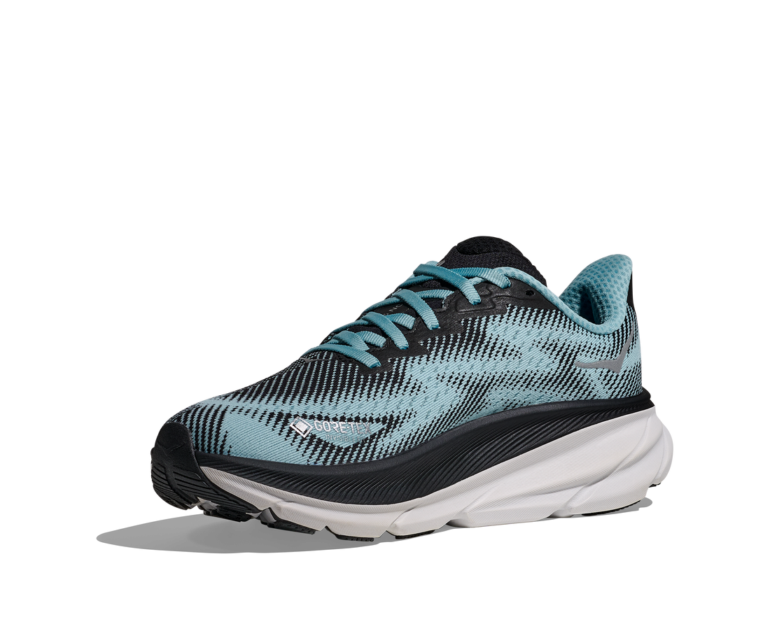 WOMEN'S HOKA CLIFTON 9 GTX | BLACK | RAINDROP