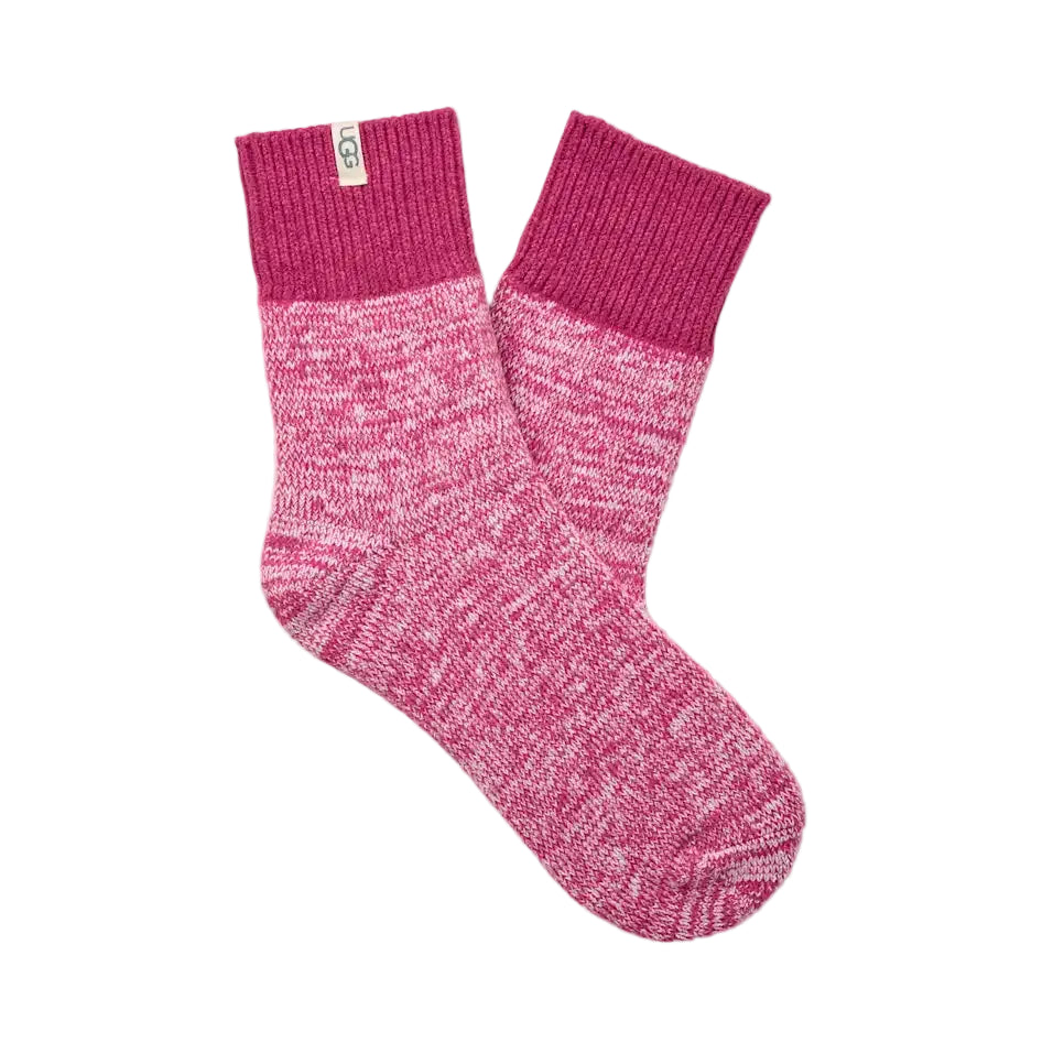 WOMAN'S UGG RIB KNIT SLOUCHY QUARTER SOCKS | CHROMA PINK