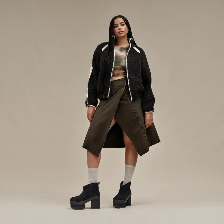 WOMEN'S UGG NIKIA CROCHET UGGFLUFF JACKET | BLACK