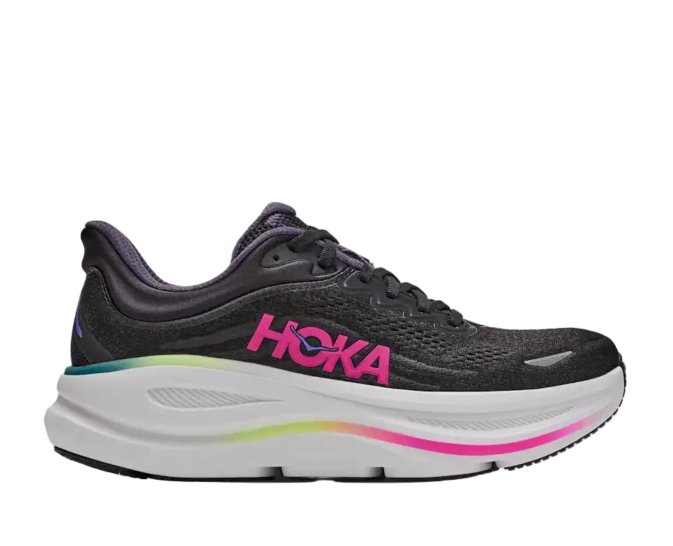 WOMEN'S HOKA BONDI 9 | BLACK / NEON DRAGONFRUIT