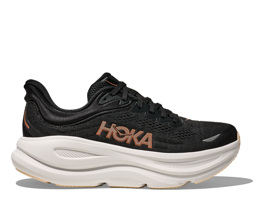 WOMEN'S HOKA BONDI 9 | BLACK / ROSE GOLD