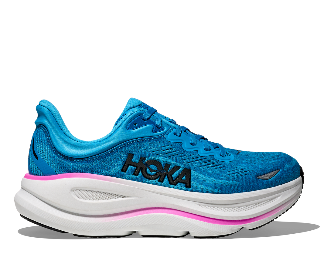WOMEN'S HOKA BONDI 9 | SKYWARD BLUE | NEON FUCHSIA
