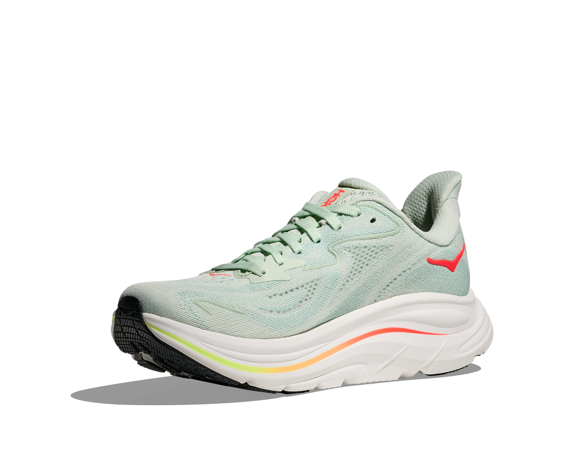 WOMEN'S HOKA CLIFTON 10 | SEA GLASS | NEON FLAME
