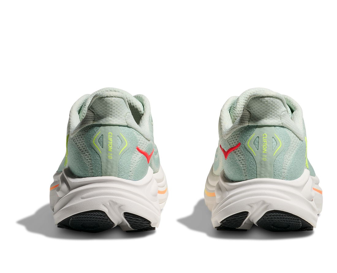 WOMEN'S HOKA CLIFTON 10 | SEA GLASS | NEON FLAME