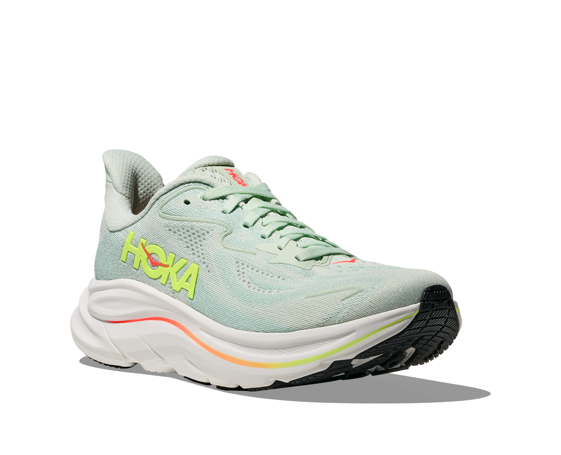 WOMEN'S HOKA CLIFTON 10 | SEA GLASS | NEON FLAME