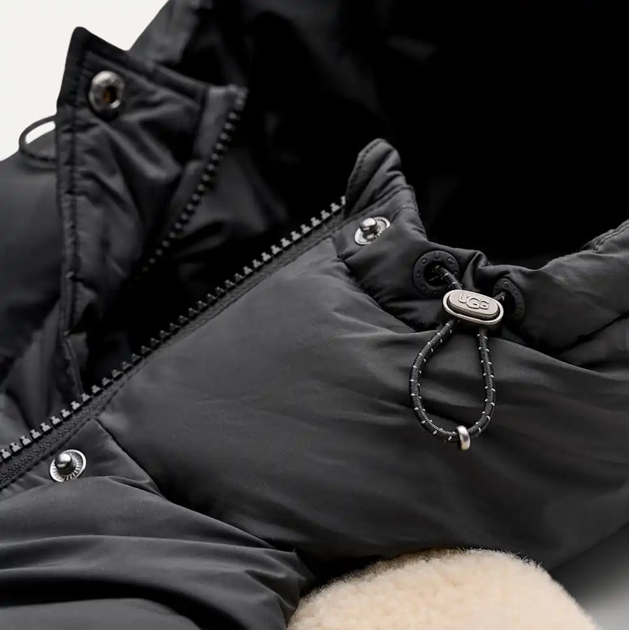 WOMEN'S UGG MYKAH UGGBRAID PUFFER JACKET | BLACK | CREAM