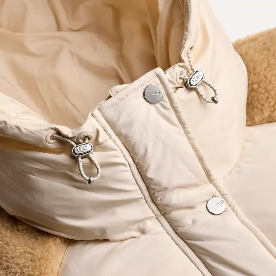 WOMEN'S UGG MYKAH UGGBRAID PUFFER JACKET | CREAM | SAND
