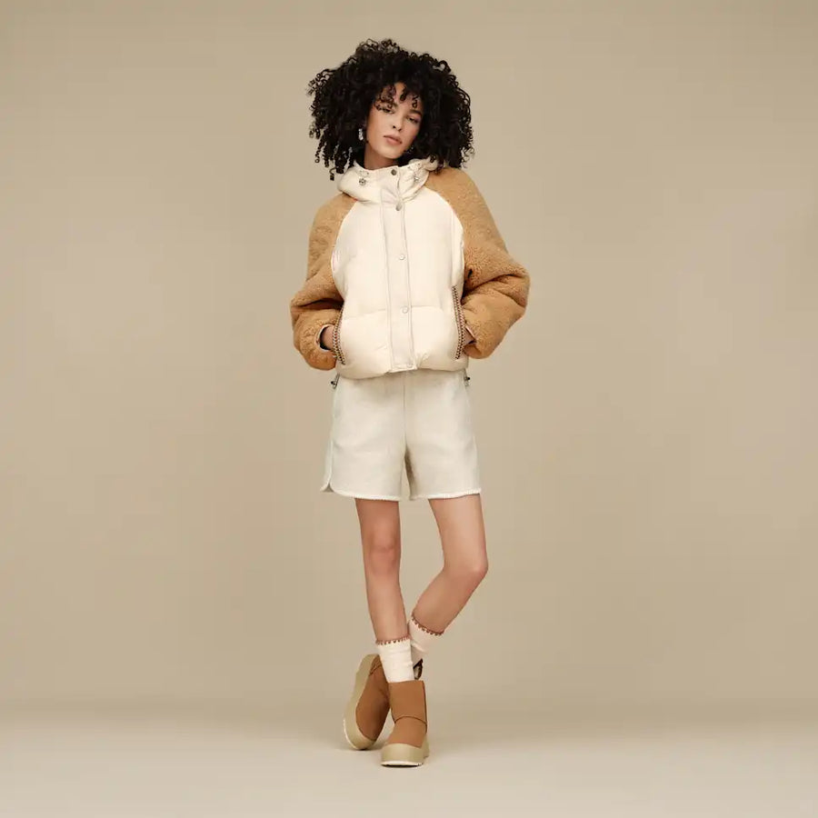WOMEN'S UGG MYKAH UGGBRAID PUFFER JACKET | CREAM | SAND