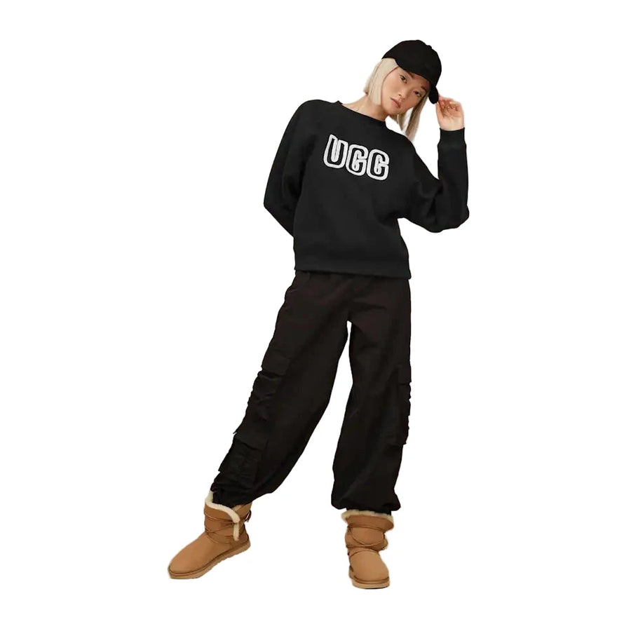 WOMEN'S UGG LOGO CREWNECK | BLACK