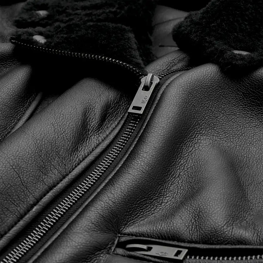 WOMEN'S UGG FINNIAN LUXE FLUFF MOTO JACKET | BLACK