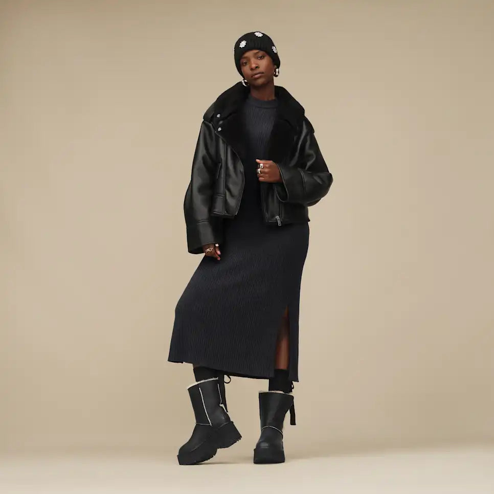 WOMEN'S UGG FINNIAN LUXE FLUFF MOTO JACKET | BLACK