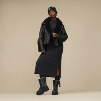 WOMEN'S UGG FINNIAN LUXE FLUFF MOTO JACKET | BLACK