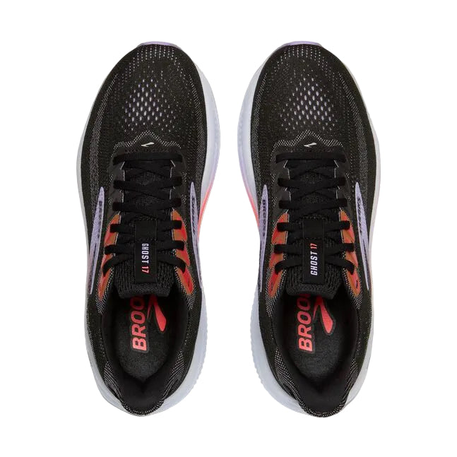 WOMEN'S BROOKS GHOST 17 | BLACK / PURPLE / CORAL