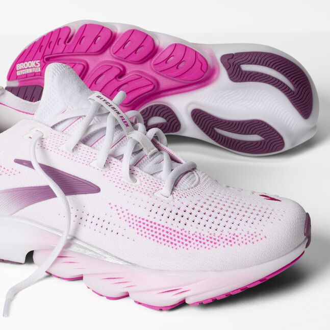 WOMEN'S BROOKS GLYCERIN FLEX | WHITE / CYBER PINK / ARGYLE